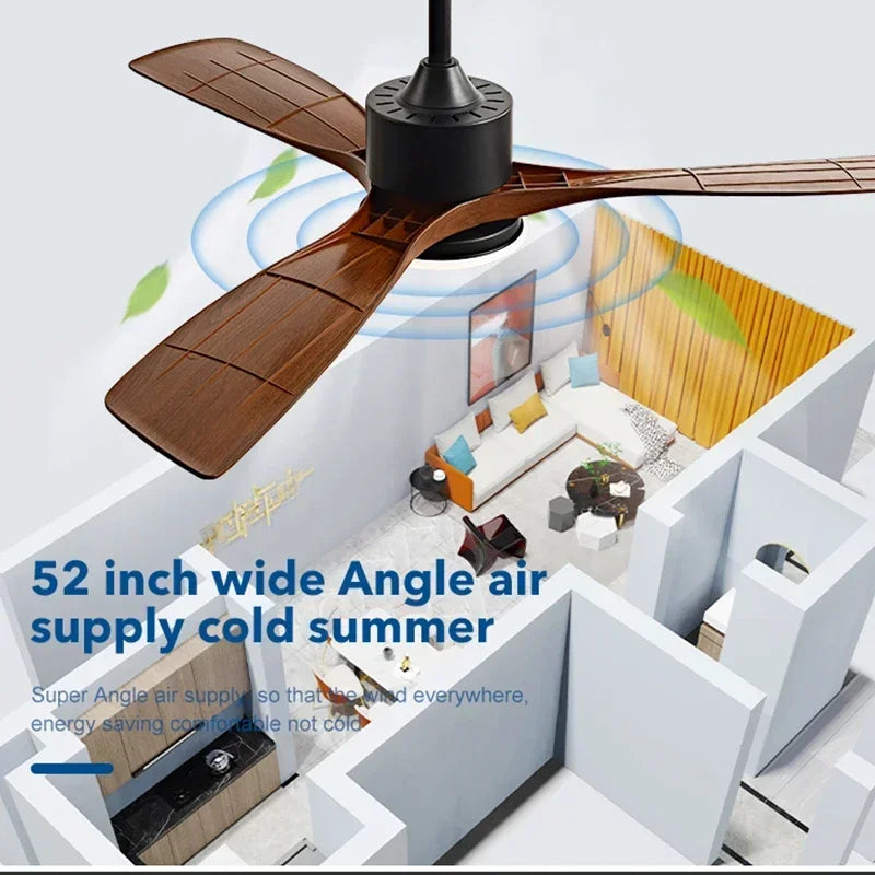 Ventilateur de plafond en bois lumineux avec télécommande - ÉcoBreezeLux