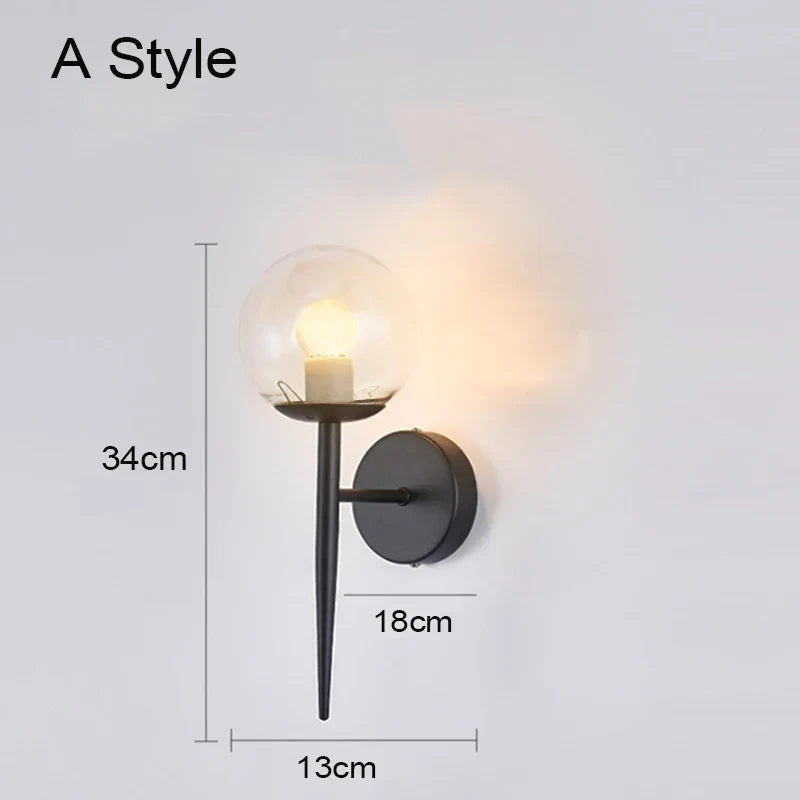 Applique murale boule de LED nordique - Lumières de verre pour escaliers et chambres