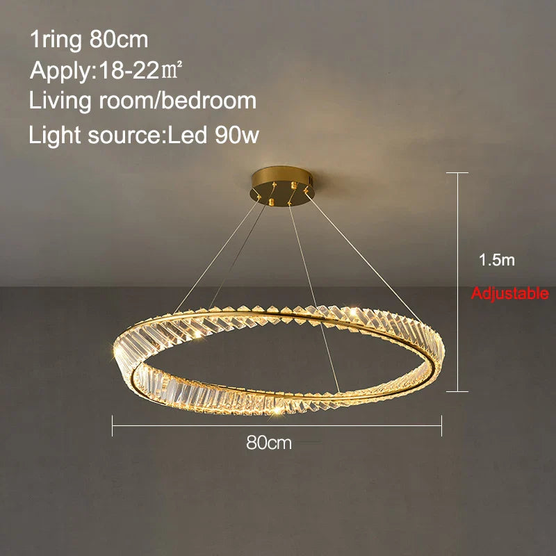 Lustre de plafond en cristal LED nordique de luxe pour salon et salle à manger