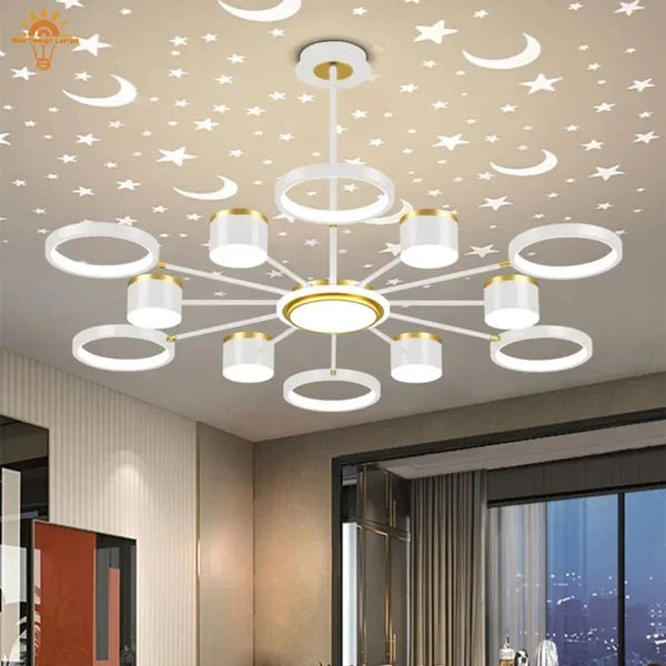 Lustre romantique étoilé moderne à 6 lumières créatif 2024 - Collection Stella Glow