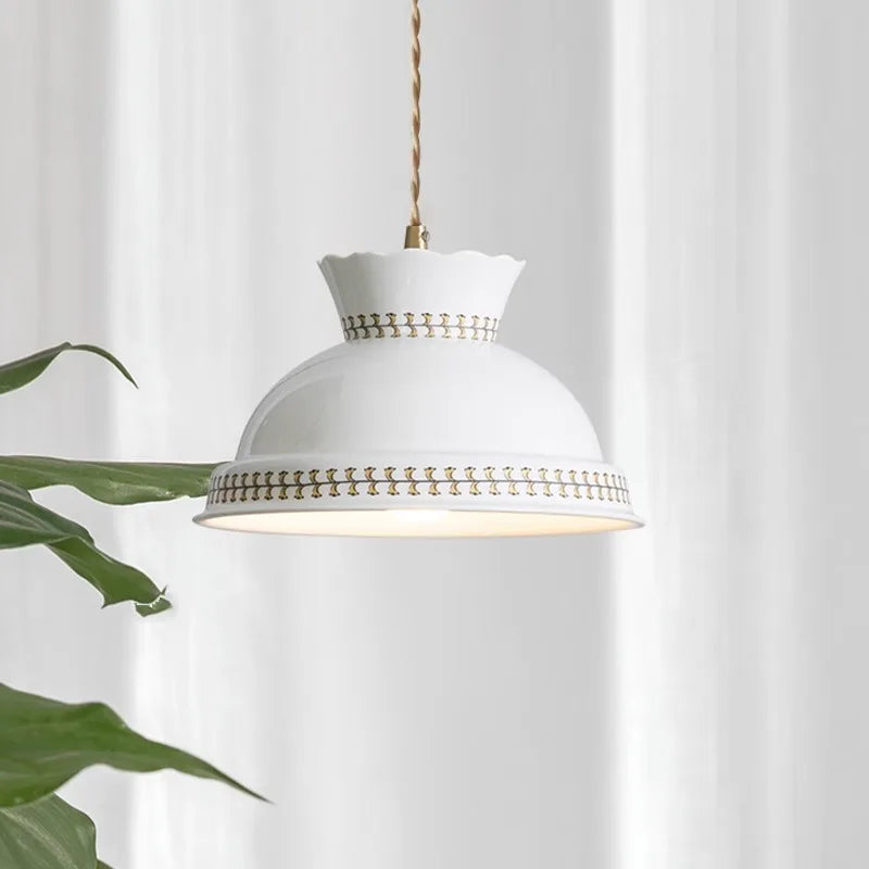 Suspension céramique fleur LED nordique moderne