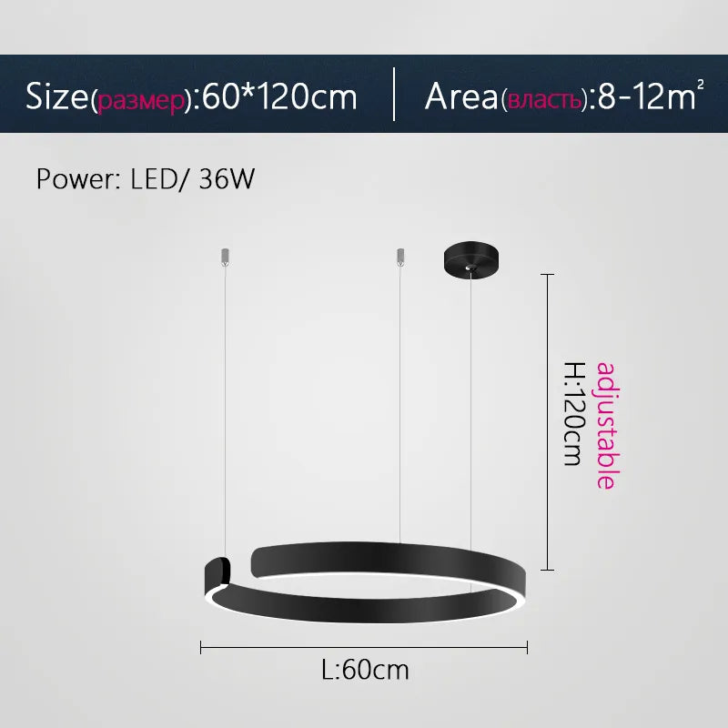 Lustre Anneau Nordique LED Réglable pour Salle à Manger - Collection Maison Luminaires