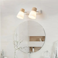 Applique murale nordique LED Double tête, bois et verre