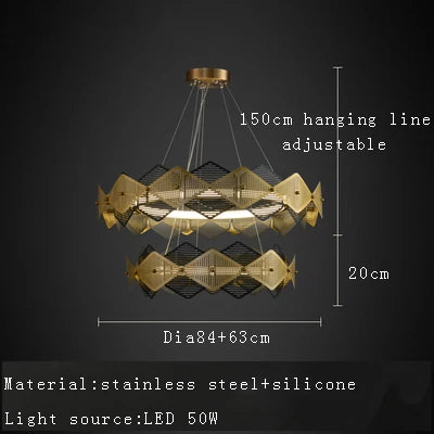 Lustre post-moderne en acier inoxydable avec lampe LED minimalist italienne.