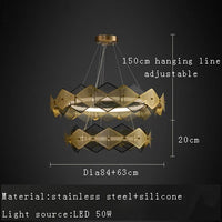Lustre post-moderne en acier inoxydable avec lampe LED minimalist italienne.