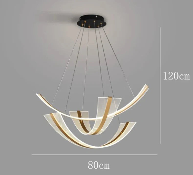 Lustre design contemporain pour salle à manger avec éclairage intérieur LED décoratif