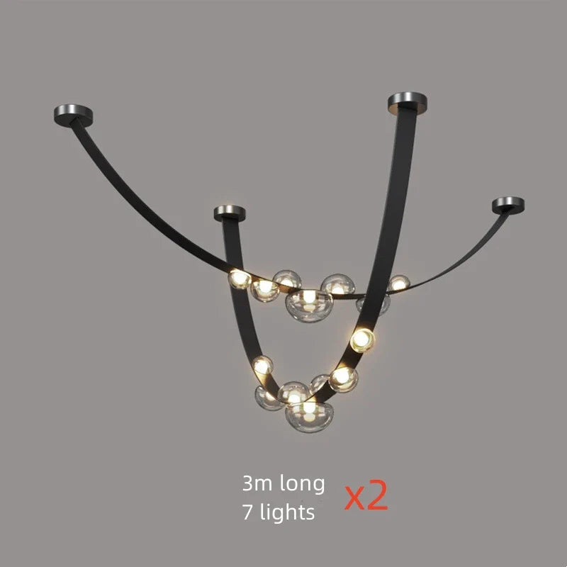 Lustre DEL Chic Minimaliste en Cuir et Verre pour Décoration