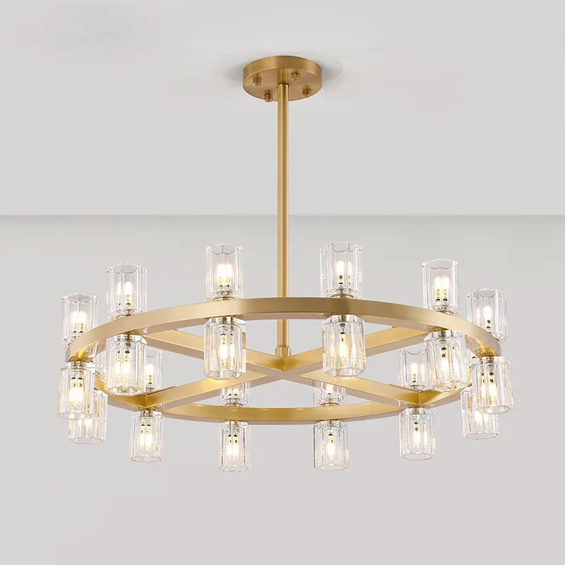 Lustre moderne en cuivre LED Crystaluxe pour hôtel et foyer