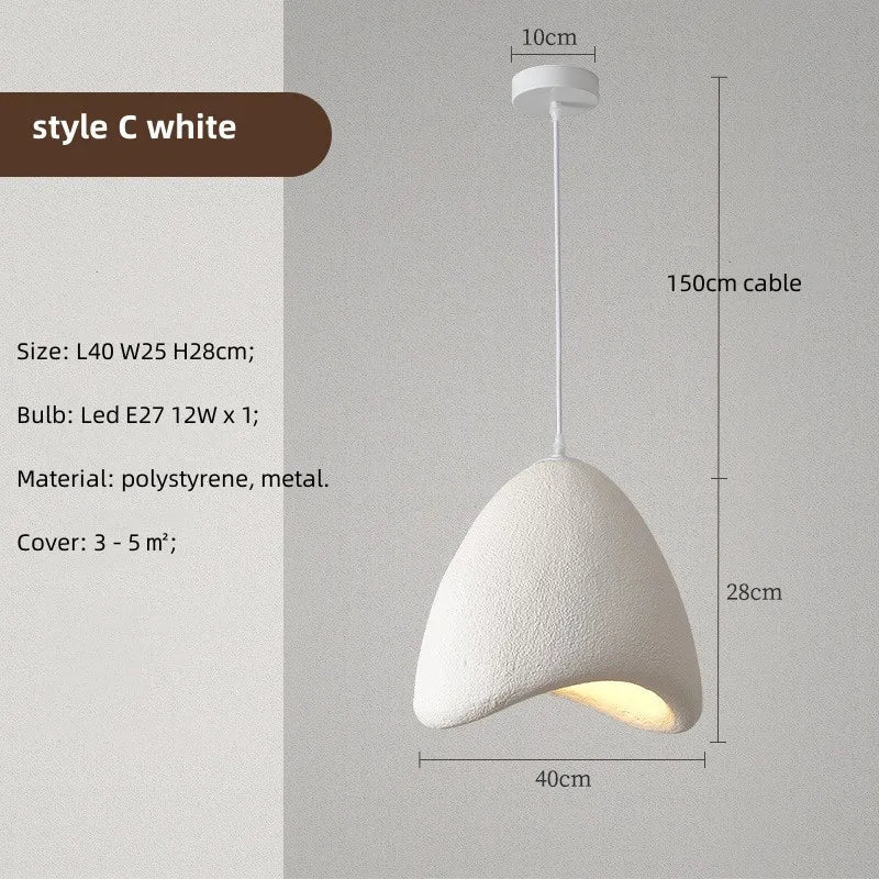 Nordic Wabi Sabi : Lampe suspension LED minimaliste pour salle à manger, salon et chambre