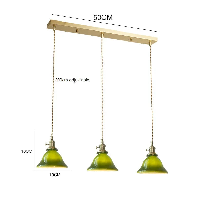 Suspension Vintage Américaine en Cuivre Bois Verre Edison