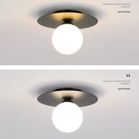 Plafonnier LED Noir et Or Boule en Verre