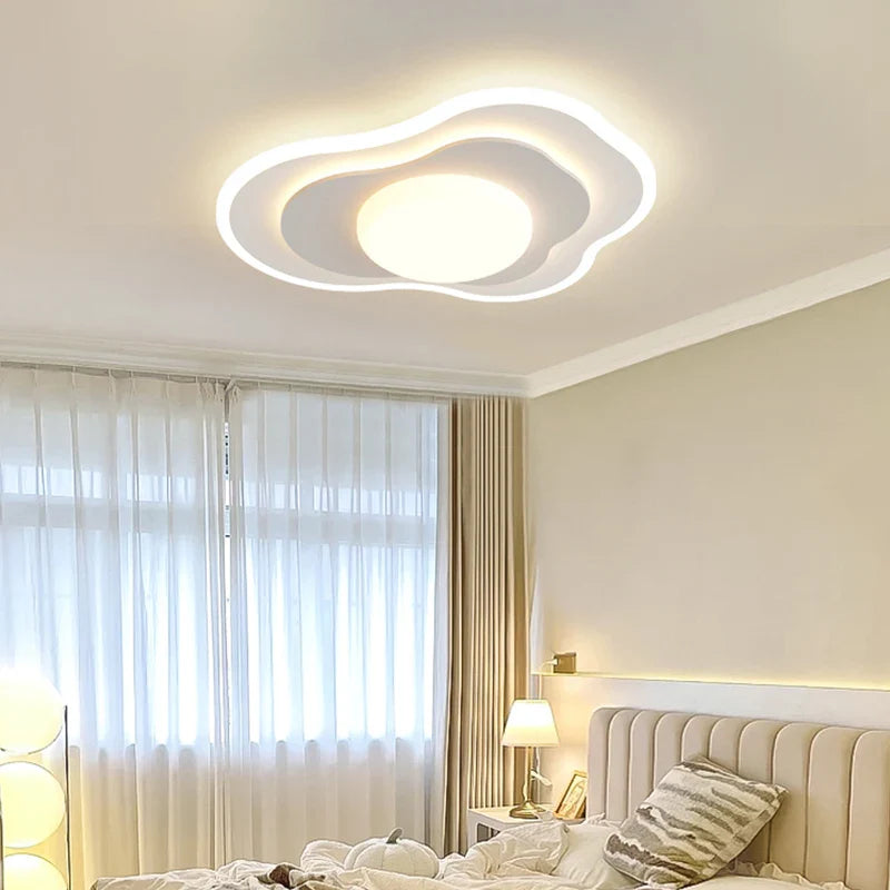 Plafonnier Luxe LED pour Chambre Principale - Blanc Bois Crème