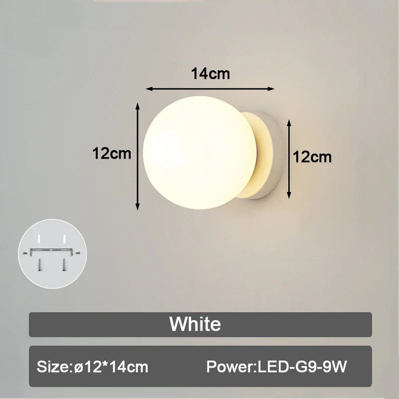 Applique murale LED en verre givré pour intérieur