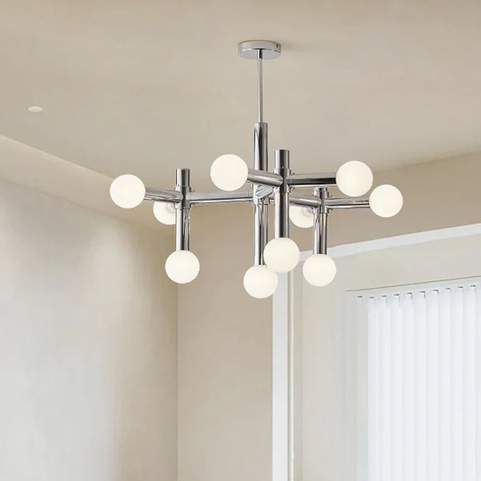 Lustre en métal chromé au style designer art décor - Nouveauté !