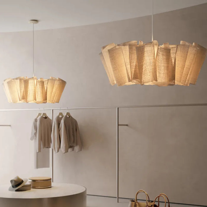 Lustre Nordique Vintage Wabi Sabi en Tissu Fait Main