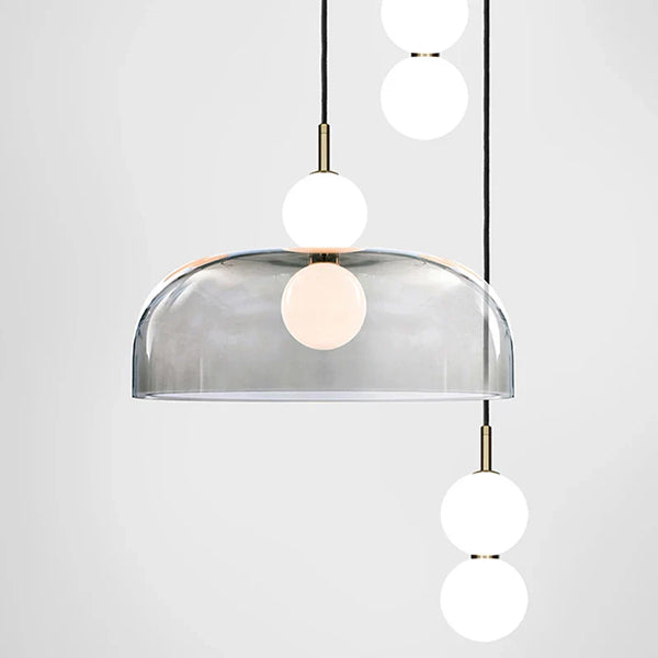Suspension LED Nordica en verre gris fumé