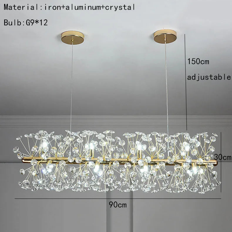 Lustre LED en cristal clair Pissenlit pour Hôtel de Luxe