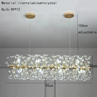 Lustre LED en cristal clair Pissenlit pour Hôtel de Luxe