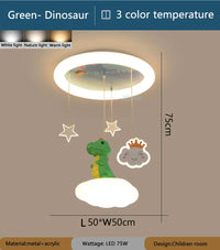 Lustre Créatives pour Chambre d'Enfants Dinosaure Rose et Vert - Fille et Garçon
