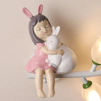 Applique murale LED G4 Lapin Fleur pour Enfants - Modèle Fille