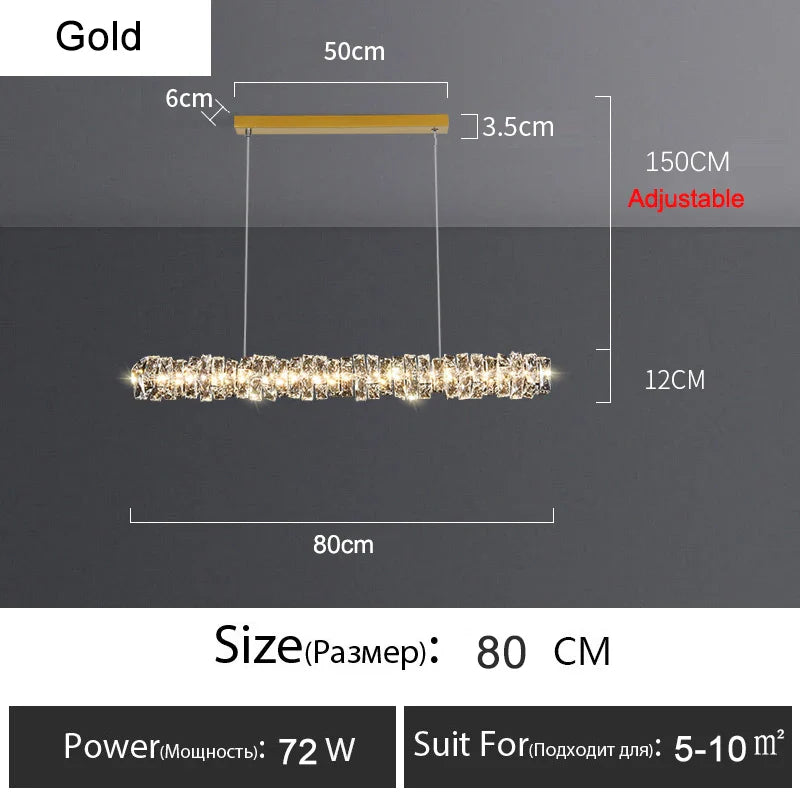 Lustre Or Dimmable avec anneau de lumière LED en cristal pour maison moderne de luxe