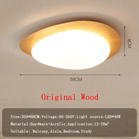 Plafonnier LED en bois nordique avec galets noyer et acrylique