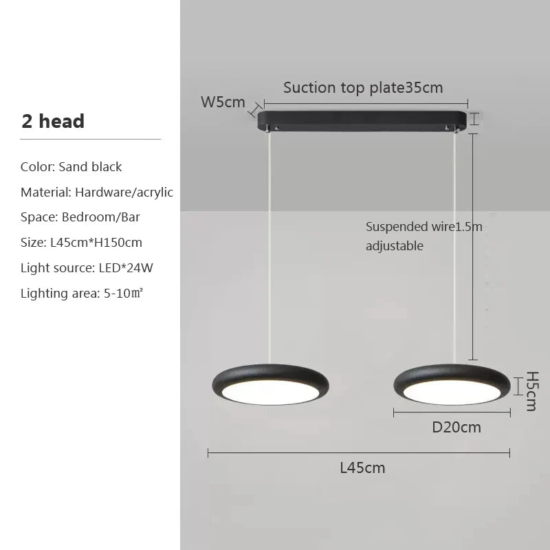Lustre LED Nordique Vert 1-3 Tête Disque Suspension - Luminaire Design pour Salon, Chambre, Cuisine - Décor Maison