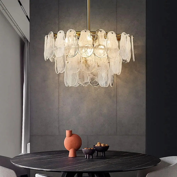 Lustre Nordique de Luxe en Métal avec Cristaux LED Suspendu - Collection Prestige