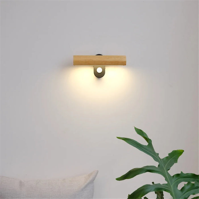 Applique Murale Pivotante Bois Nordique avec Interrupteur LED