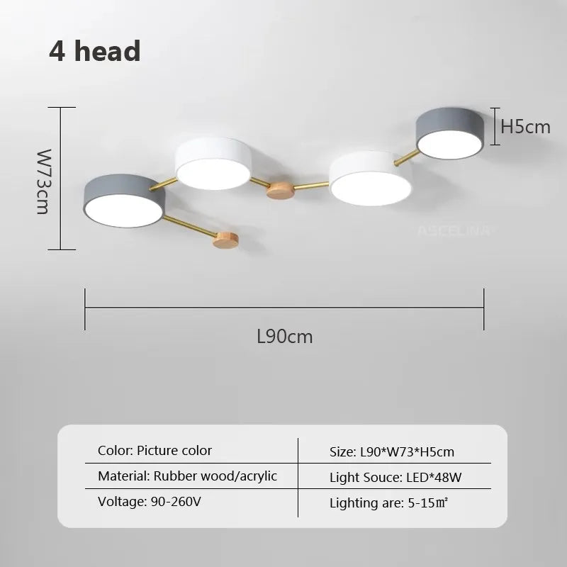 Lustre LED en Bois Nordique - Design Simple et Créatif