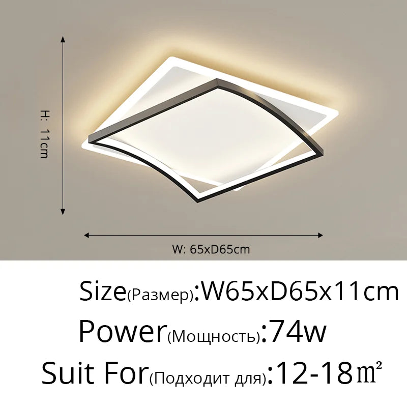 Lustre LED Carré Moderne pour Chambre Salon Étude Foyer Maison