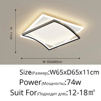 Lustre LED Carré Moderne pour Chambre Salon Étude Foyer Maison
