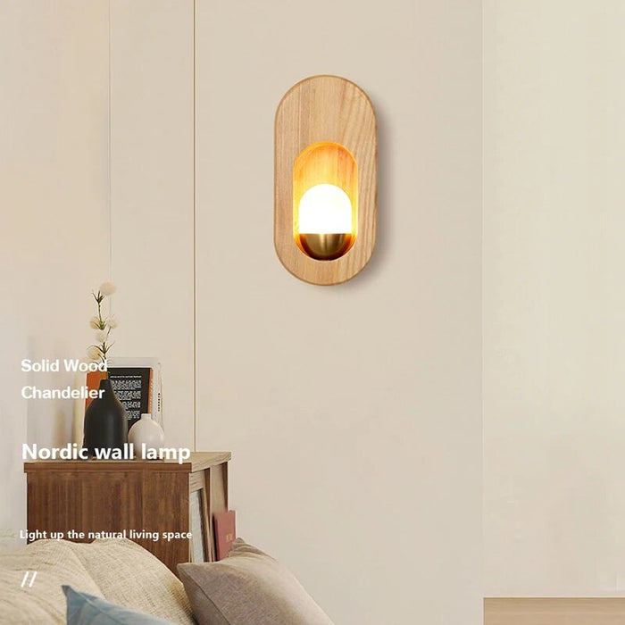 Applique murale LED nordique en bois naturel