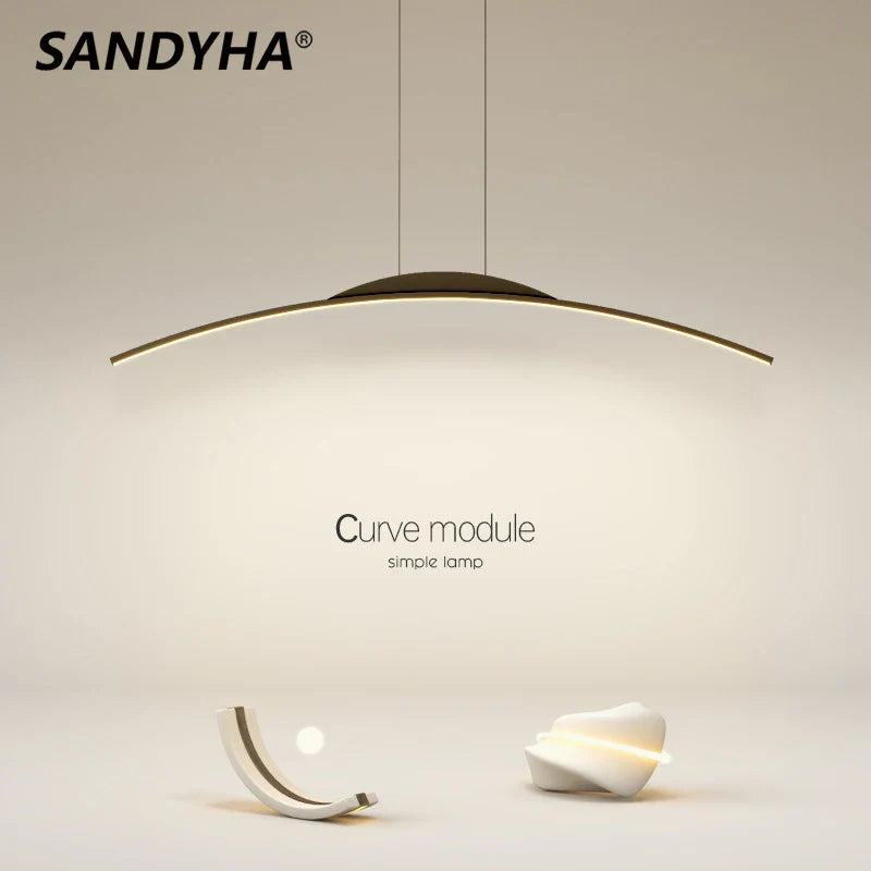 Lustre nordique moderne avec bande incurvée pour salon et salle à manger