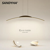 Lustre nordique moderne avec bande incurvée pour salon et salle à manger