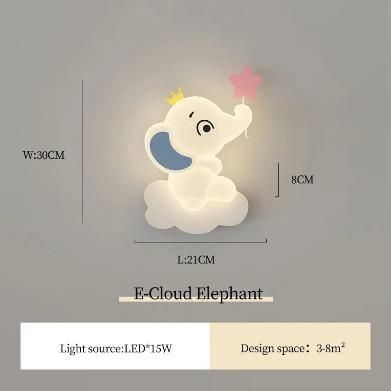 Appliques Murales LED Éléphant Mignon pour Enfants