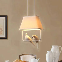 Lustre Créatif avec 3-4 Têtes d'Oiseau en Tissu pour une Décoration Originale