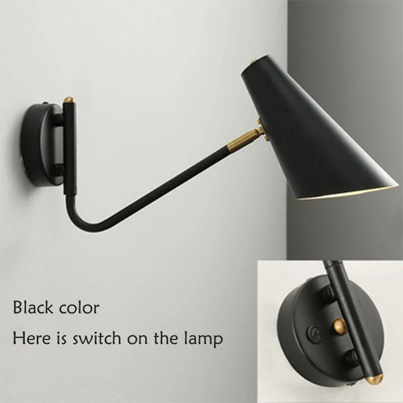 Applique murale vintage à LED noir/or avec interrupteur ajustable