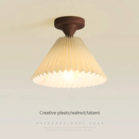 Plafonnier LED Bois et Tissu Plissé