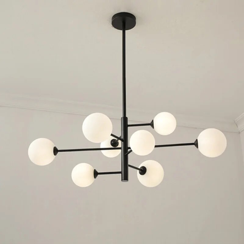 Lustre contemporain en verre et laiton