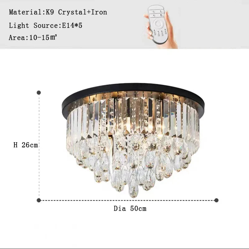 Lustre LED dimmable en cristal de style vintage de luxe