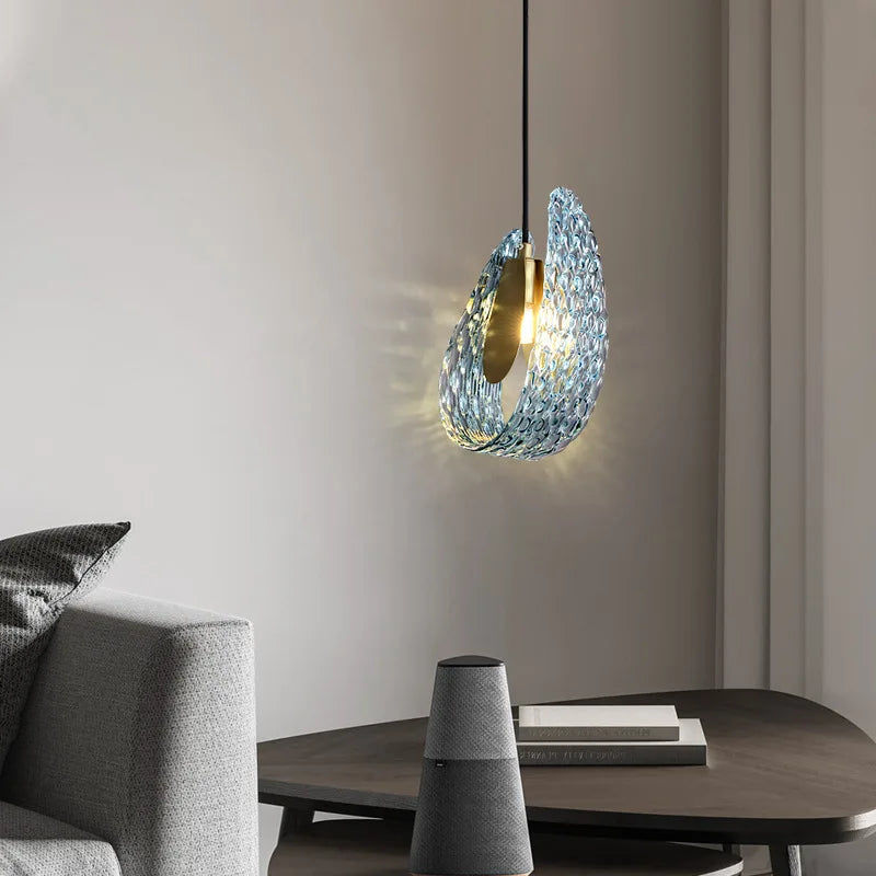 Petite lampe à main en verre moderne de suspension