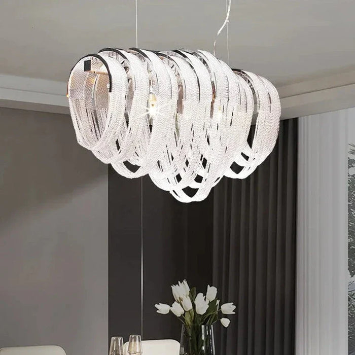 Lustre Nordique Moderne en Cristal avec LED et Glands Lumineux