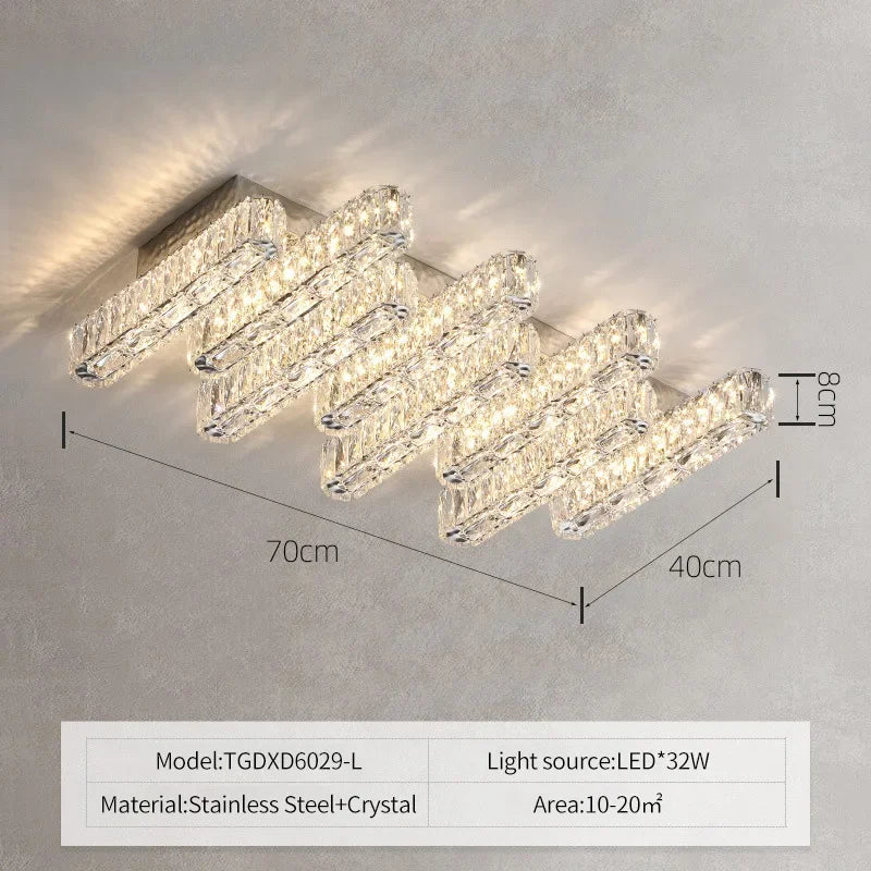 Lustre Moderne en Cristal K9 LED Dimmable pour Maison