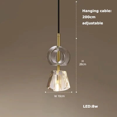 Lustre LED en Cuir et Verre