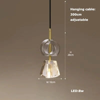Lustre LED en Cuir et Verre