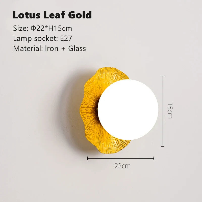 Plafonnier Doré Luxe Nordique Feuille de Lotus - Montage en Surface