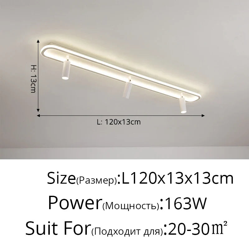 Lustre LED Minimaliste en Bande Acrylique avec Projecteur Moderne - Design Épuré