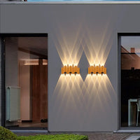 Applique murale extérieure étanche en aluminium - Luminaire moderne noir et doré
