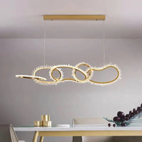Lustre de luxe en cristal avec anneaux LED modernes - Élégance Brillante